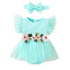 Floral Skirt Baby Romper - Teal