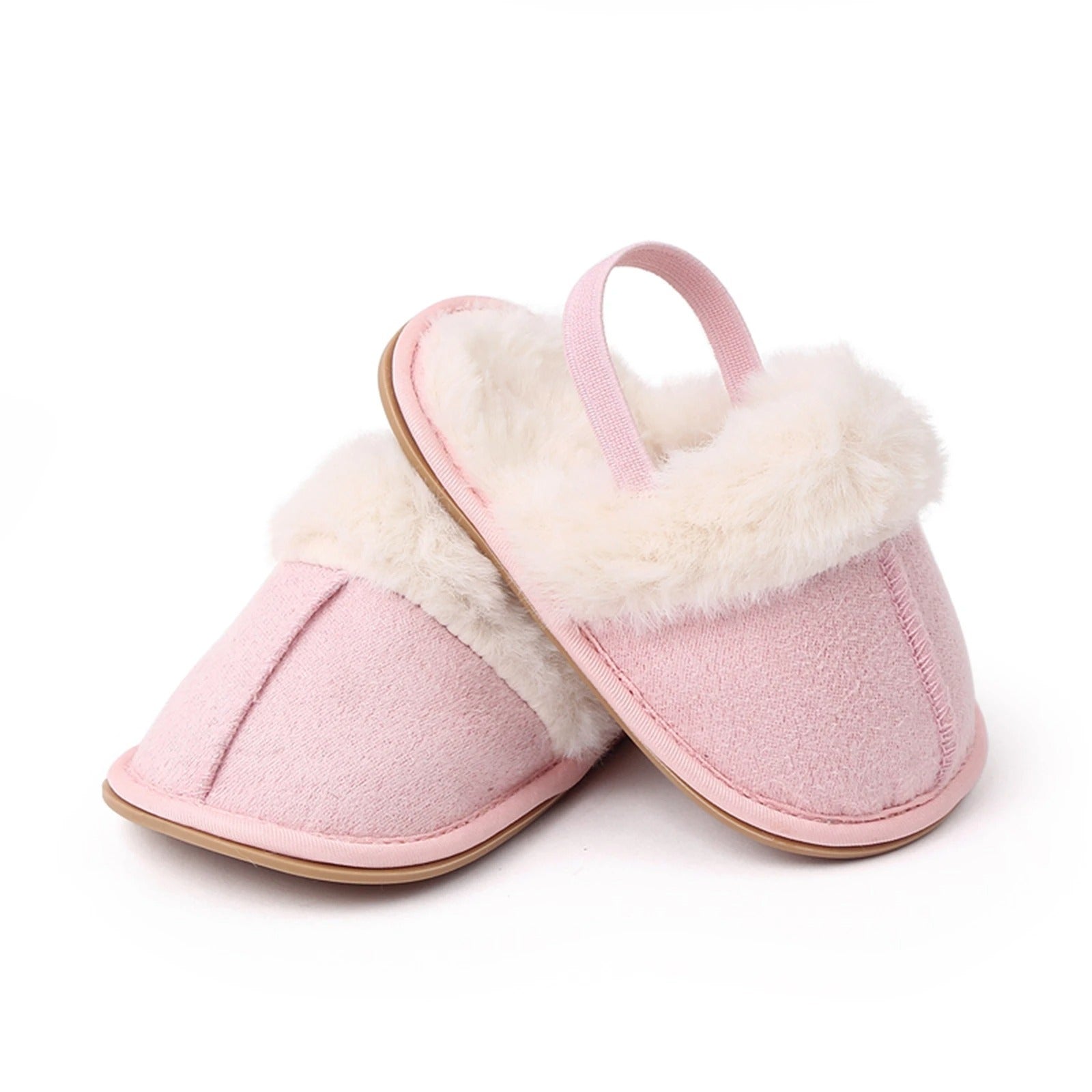 Baby Faux Suede Fur Slippers Pink 0 6 Months by Urban Tots