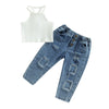 Denim Crop Top Set