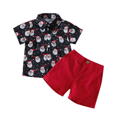 Christmas Bowtie Shorts Set - Red