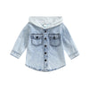 Kids Hooded Denim Button-up - Blue