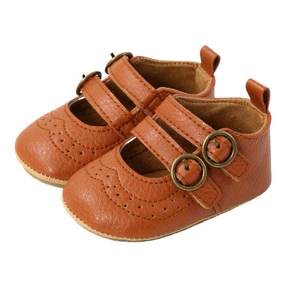 Double Buckle Mary Janes -  Tan