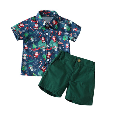 Christmas Bowtie Shorts Set - Green