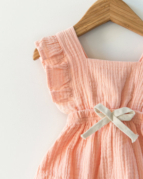 Grace Bubble Romper - Peach