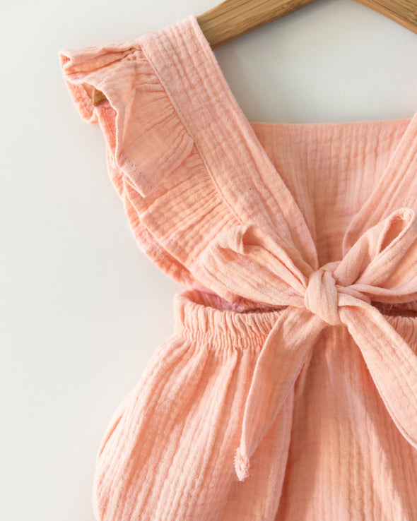 Grace Bubble Romper - Peach