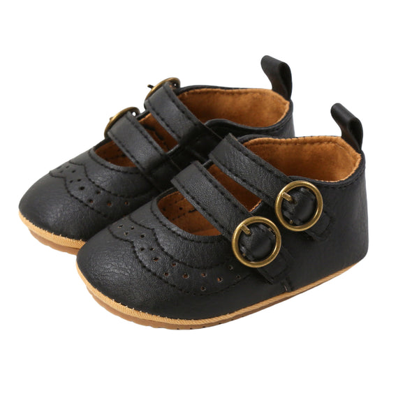 Double Buckle Mary Janes -  Black