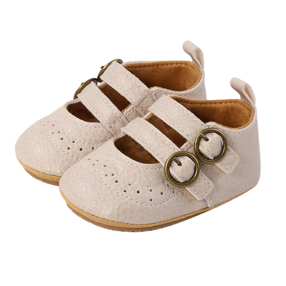Double Buckle Mary Janes -  Cream
