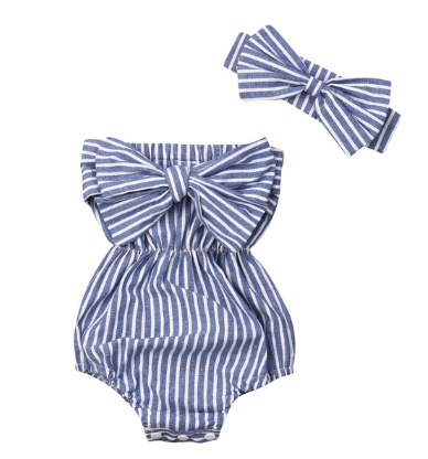 Little Miss Romper - Blue Stripe - Urban Tots