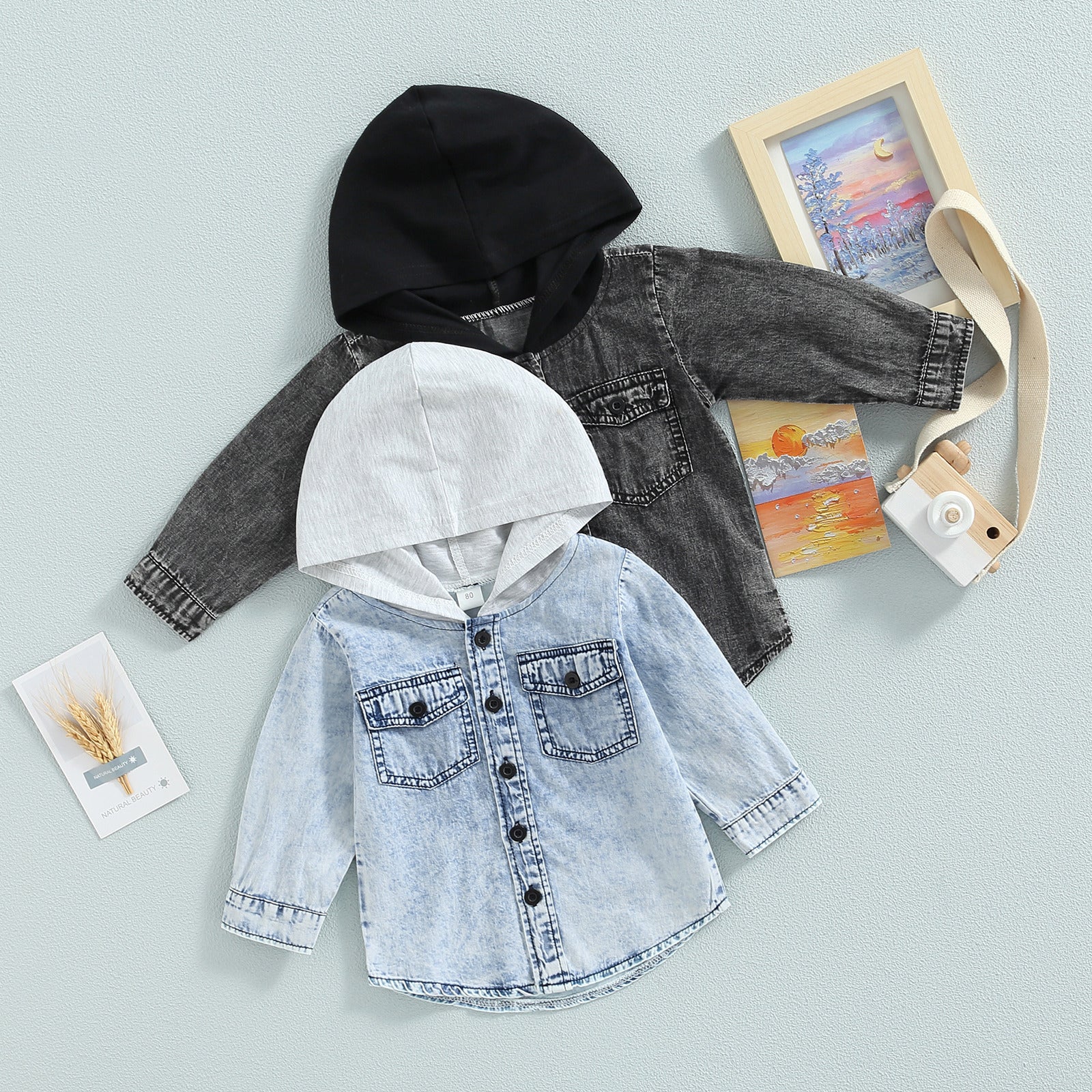 Baby hooded denim 2025 jacket