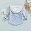 Kids Hooded Denim Button-up - Blue