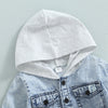 Kids Hooded Denim Button-up - Blue