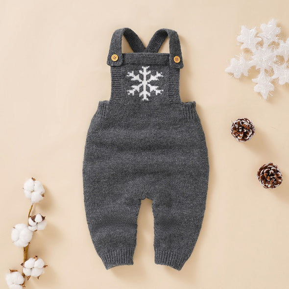 Snowflake Knit Jumpsuit - Gray