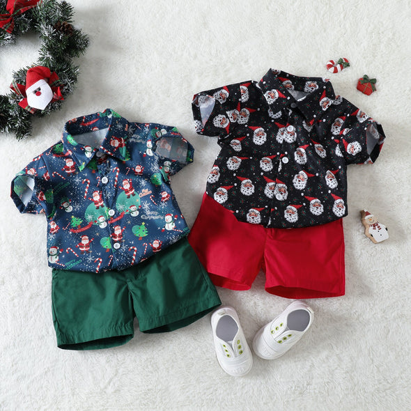 Christmas Bowtie Shorts Set - Red